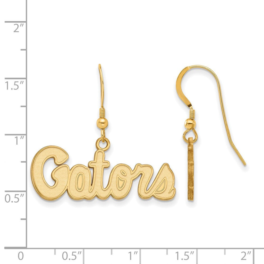 Sterling Silver Gold-plated LogoArt University of Florida Gators Script Small Dangle Wire Earrings