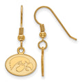 Sterling Silver Gold-plated LogoArt University of Iowa Hawk Extra Small Oval Dangle Wire Earrings
