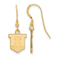 Sterling Silver Gold-plated LogoArt University of Illinois Victory Badge Small Dangle Wire Earrings