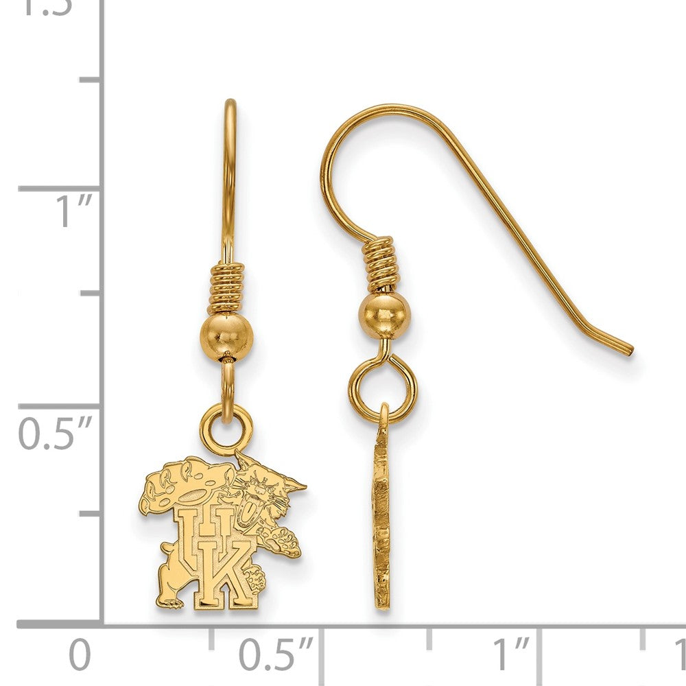 Sterling Silver Gold-plated LogoArt University of Kentucky U-K Wildcat Extra Small Dangle Wire Earrings