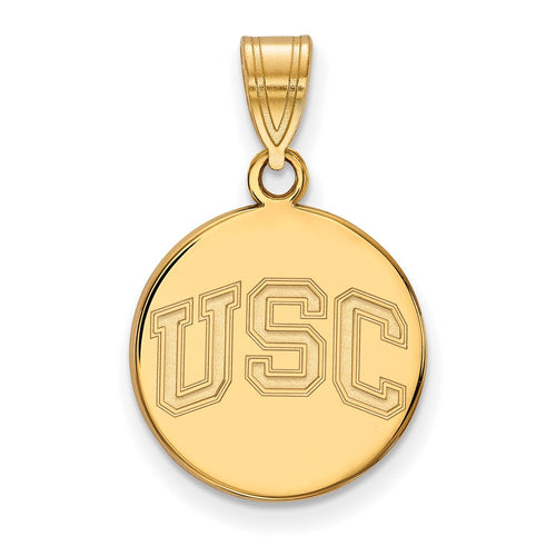 10k Gold University of Southern California U-S-C Medium Disc Pendant