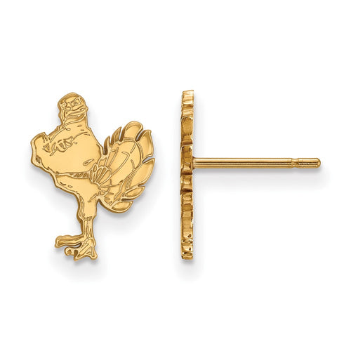 10k Gold LogoArt Virginia Tech HokieBird Small Post Earrings
