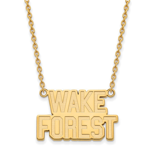 10k Gold LogoArt Wake Forest University W-F Deacon Large Pendant 18 inch Necklace