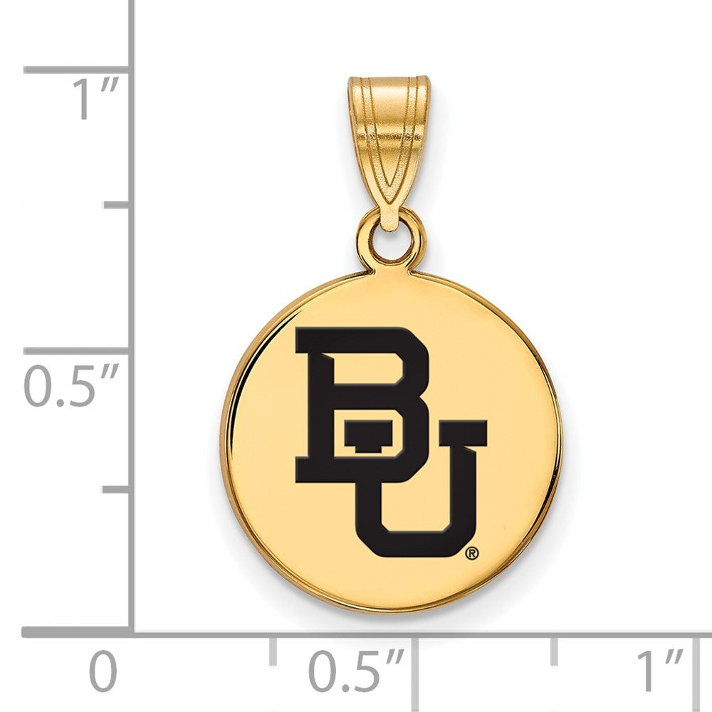 Sterling Silver Gold-plated LogoArt Baylor University Bears Medium Enameled Disc Pendant