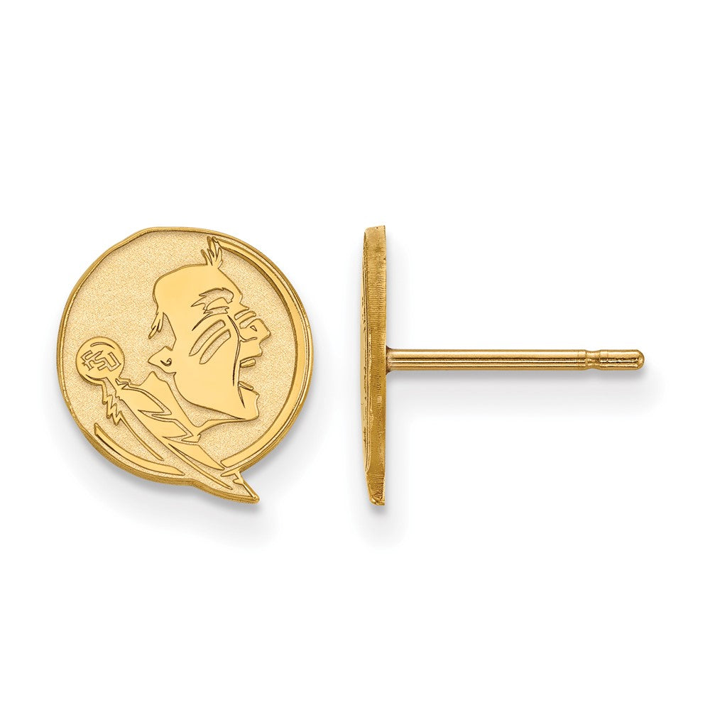 Sterling Silver Gold-plated LogoArt Florida State University Seminole Extra Small Post Earrings