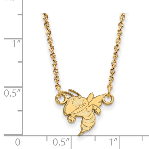 10k Gold LogoArt Georgia Institute of Technology Yellow Jacket Small Pendant 18 inch Necklace