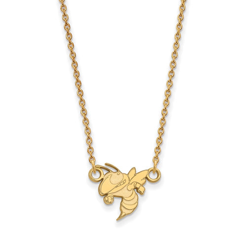 10k Gold LogoArt Georgia Institute of Technology Yellow Jacket Small Pendant 18 inch Necklace
