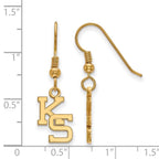Sterling Silver Gold-plated LogoArt Kansas State University K-S Small Dangle Wire Earrings