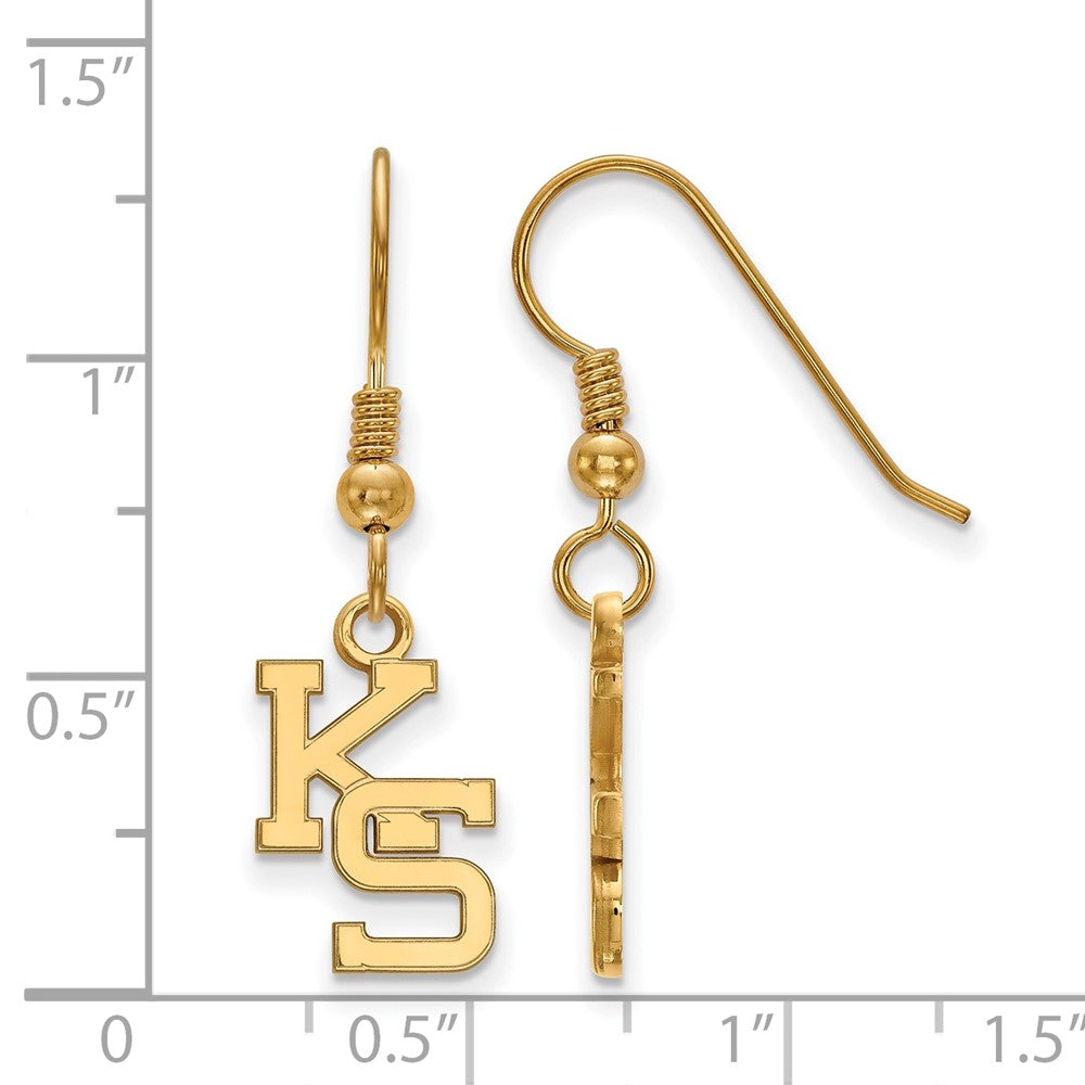 Sterling Silver Gold-plated LogoArt Kansas State University K-S Small Dangle Wire Earrings