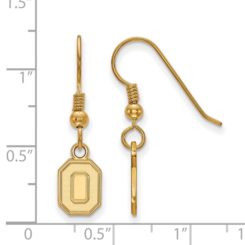 Sterling Silver Gold-plated LogoArt The Ohio State University Letter O Extra Small Dangle Wire Earrings