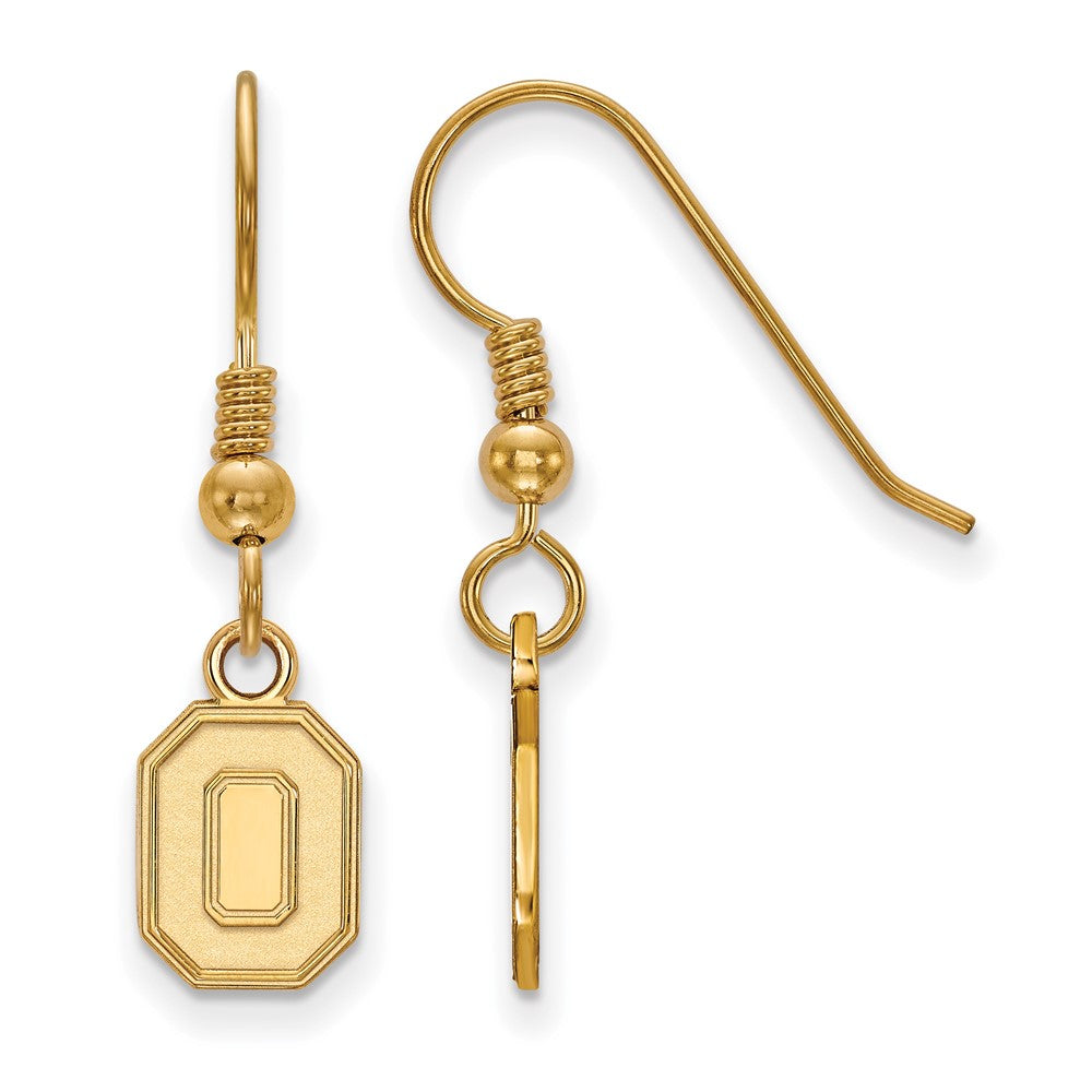 Sterling Silver Gold-plated LogoArt The Ohio State University Letter O Extra Small Dangle Wire Earrings