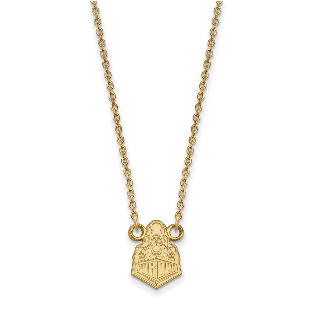 Sterling Silver Gold-plated LogoArt Purdue University Boilermakers Train Logo Small Pendant 18 inch Necklace