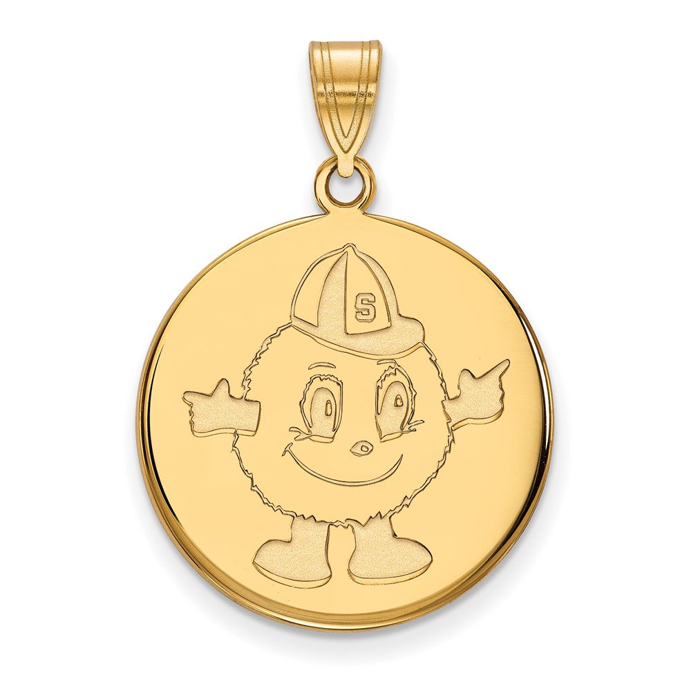 Sterling Silver Gold-plated LogoArt Syracuse University Mascot Large Disc Pendant