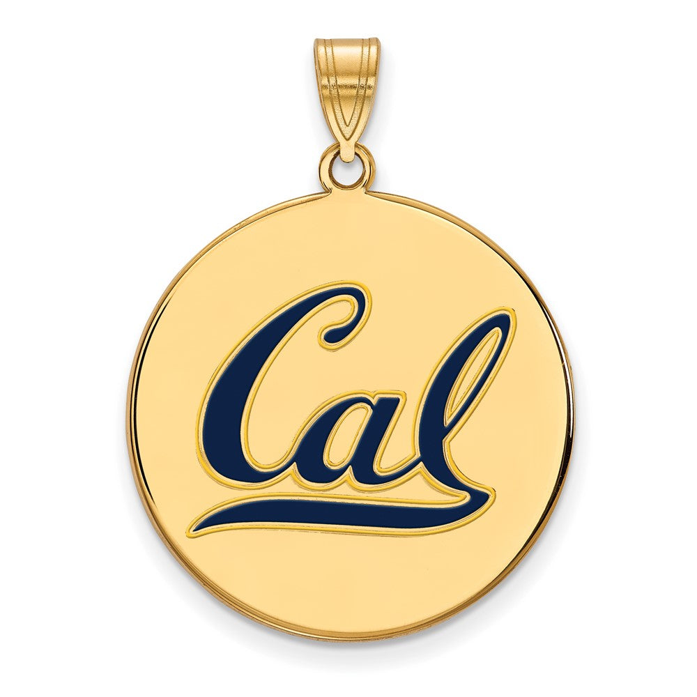 Sterling Silver Gold-plated LogoArt University of California Berkeley Extra Large Enameled Disc Pendant