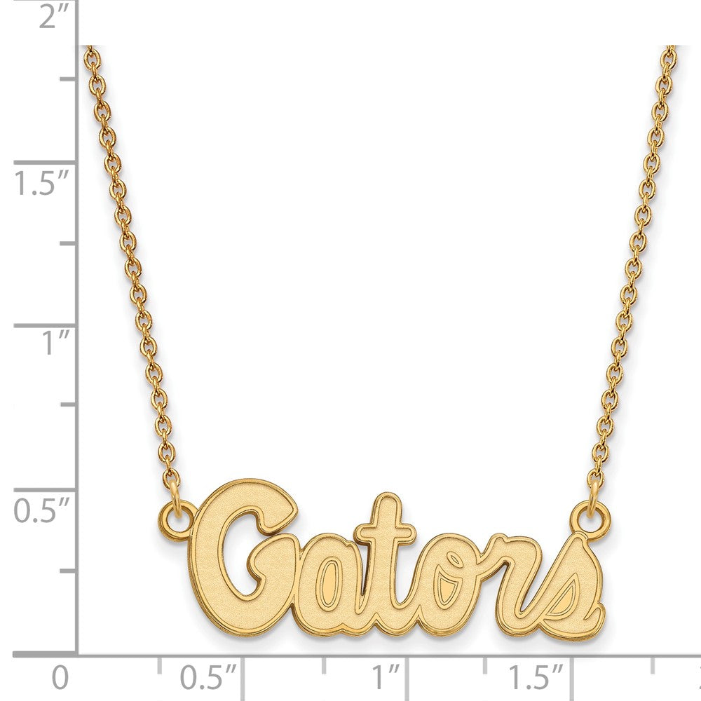 10k Gold LogoArt University of Florida Gators Script Small Pendant 18 inch Necklace