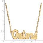 Sterling Silver Gold-plated LogoArt University of Florida Gators Script Small Pendant 18 inch Necklace