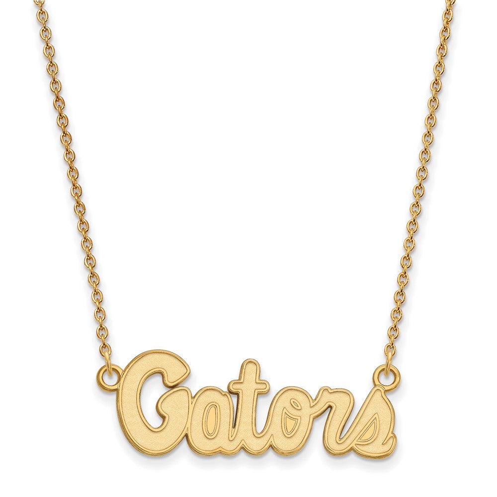 10k Gold LogoArt University of Florida Gators Script Small Pendant 18 inch Necklace