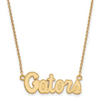 Sterling Silver Gold-plated LogoArt University of Florida Gators Script Small Pendant 18 inch Necklace