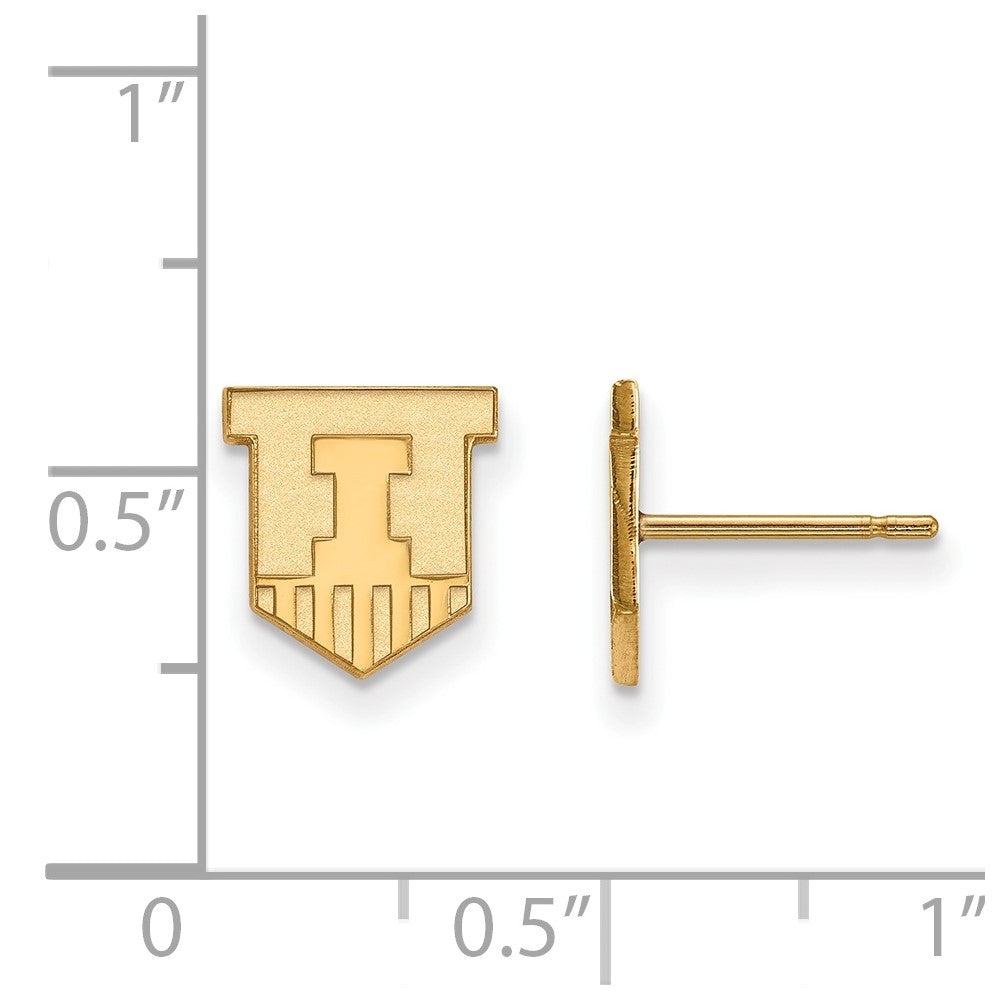 10k Gold LogoArt University of Illinois Victory Badge Extra Small Post Earrings