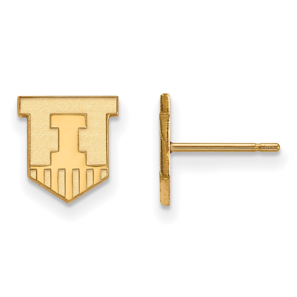 Sterling Silver Gold-plated LogoArt University of Illinois Victory Badge Extra Small Post Earrings