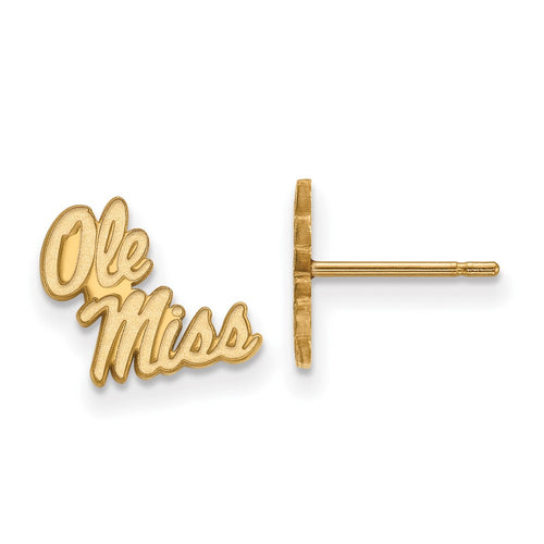 10k Gold LogoArt University of Mississippi Ole Miss Extra Small Post Earrings