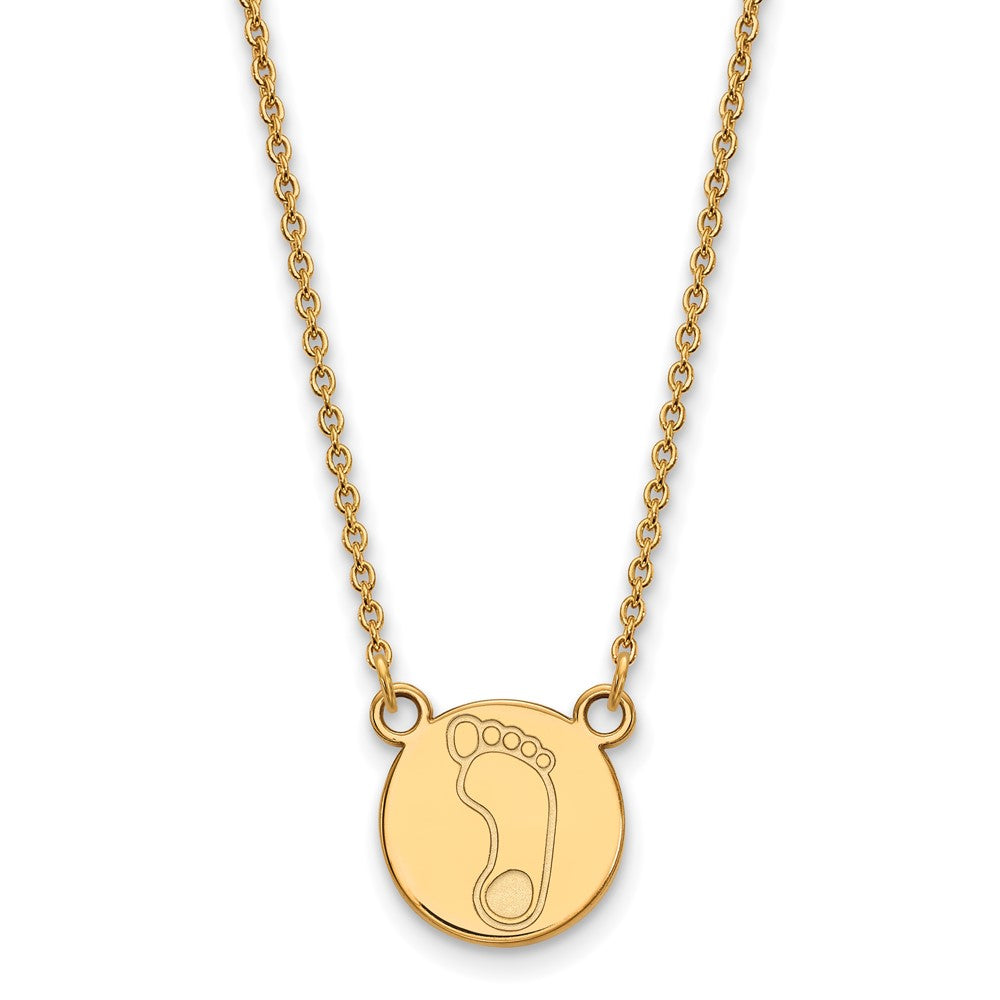 Sterling Silver Gold-plated LogoArt University of North Carolina Tar Heel Small Disc Pendant 18 inch Necklace