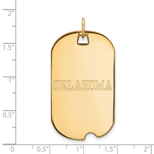 10k Gold LogoArt University of Oklahoma Large Dog Tag Pendant