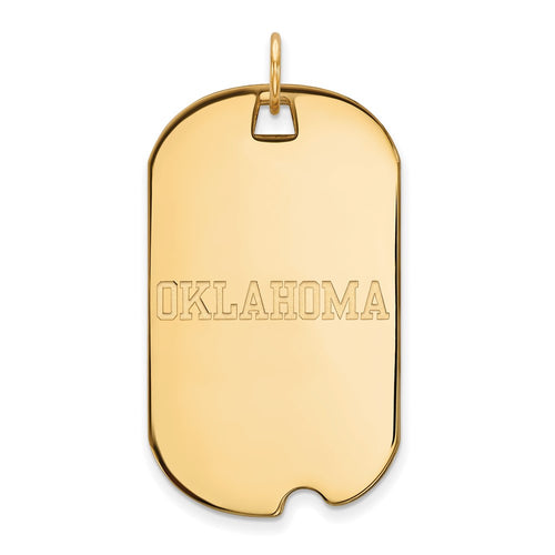 10k Gold LogoArt University of Oklahoma Large Dog Tag Pendant