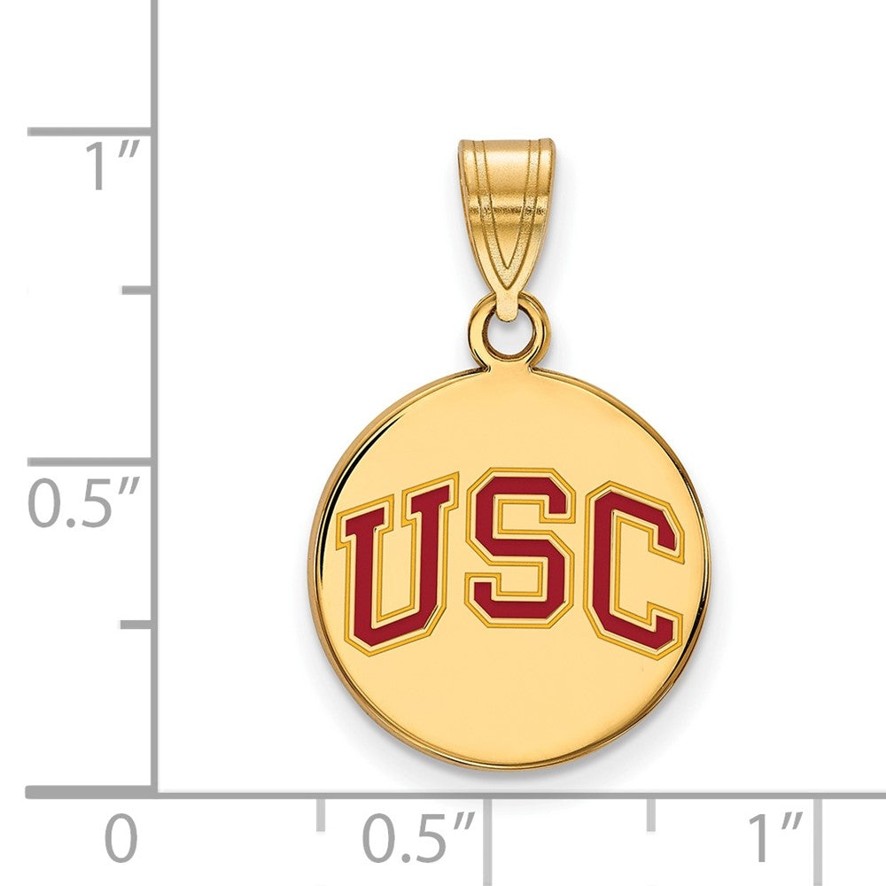 Sterling Silver Gold-plated University of Southern California U-S-C Medium Enameled Disc Pendant