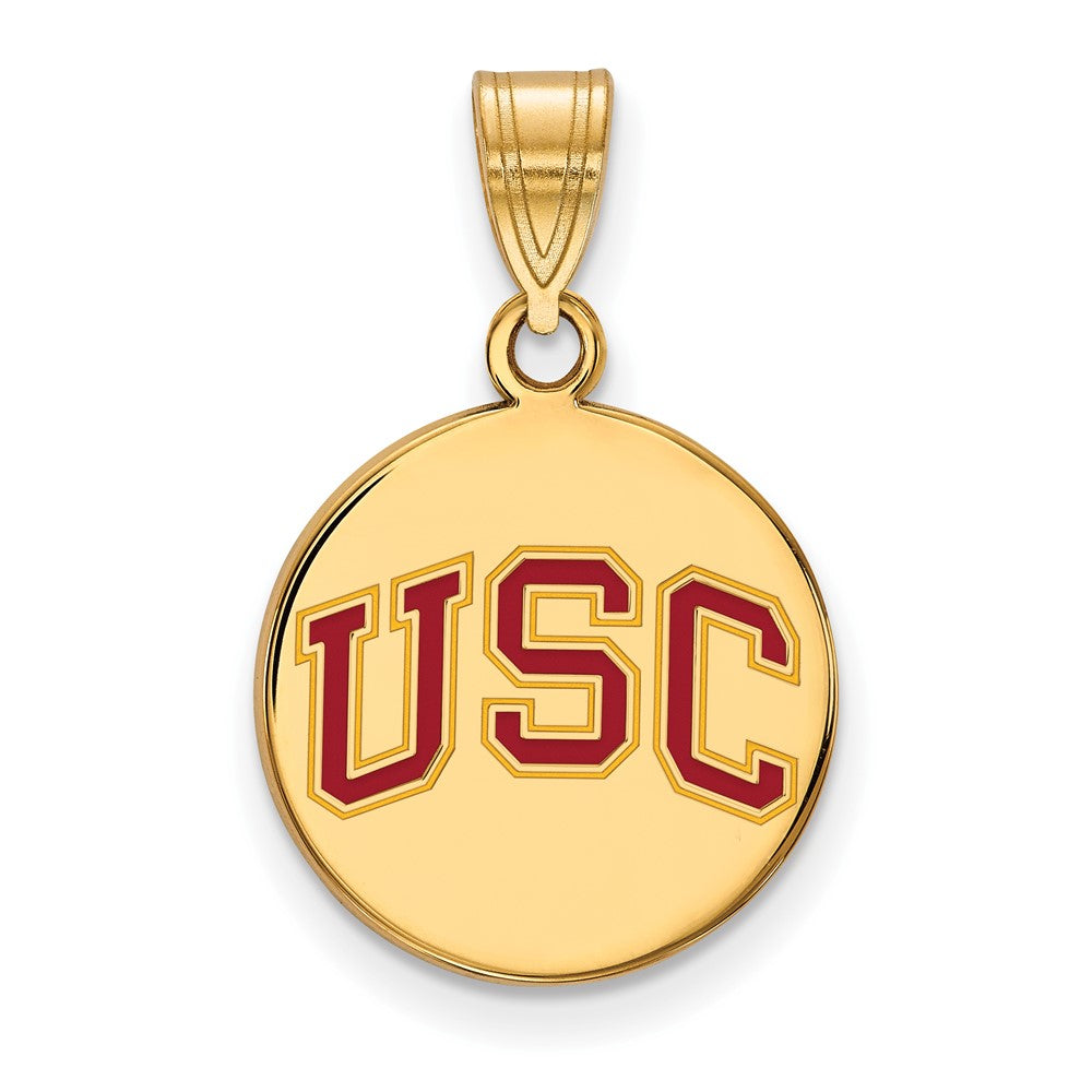 Sterling Silver Gold-plated University of Southern California U-S-C Medium Enameled Disc Pendant