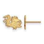 Sterling Silver Gold-plated LogoArt University of South Carolina Gamecock Extra Small Post Earrings