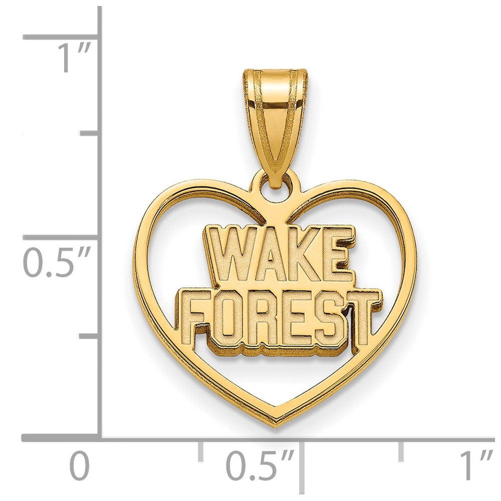Sterling Silver Gold-plated LogoArt Wake Forest University W-F Deacon Heart Pendant