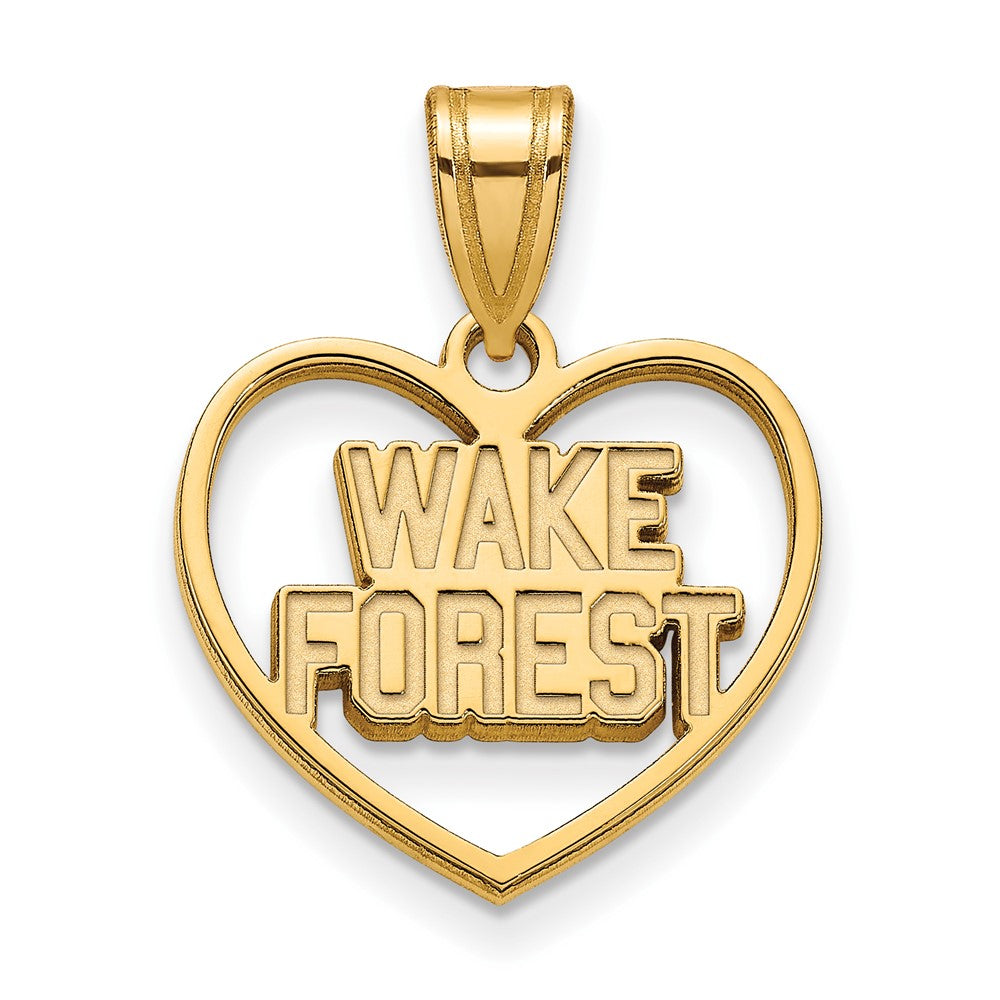 Sterling Silver Gold-plated LogoArt Wake Forest University W-F Deacon Heart Pendant