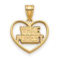 Sterling Silver Gold-plated LogoArt Wake Forest University W-F Deacon Heart Pendant