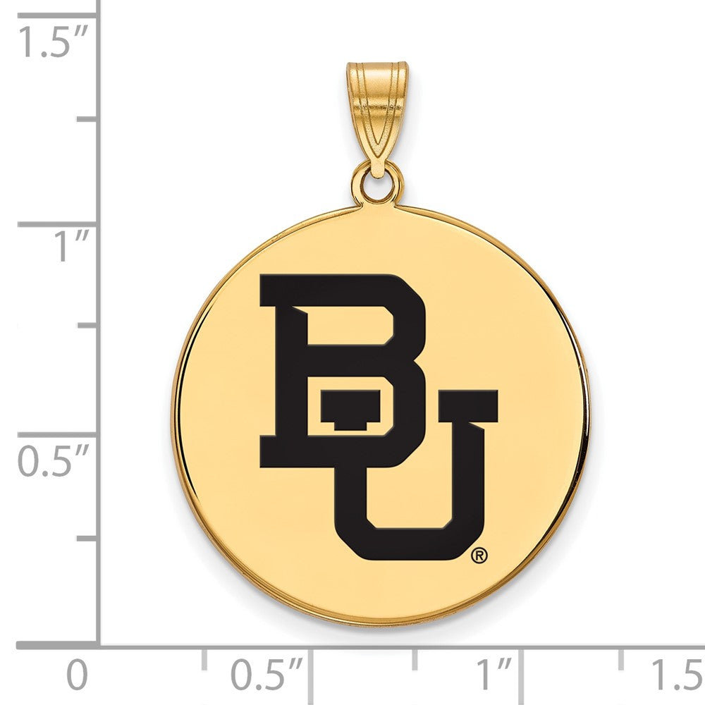 Sterling Silver Gold-plated LogoArt Baylor University Bears Extra Large Enameled Disc Pendant