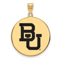 Sterling Silver Gold-plated LogoArt Baylor University Bears Extra Large Enameled Disc Pendant