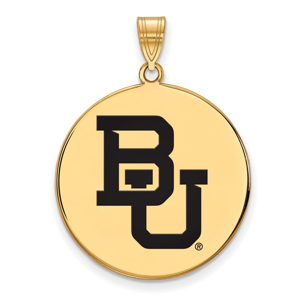 Sterling Silver Gold-plated LogoArt Baylor University Bears Extra Large Enameled Disc Pendant