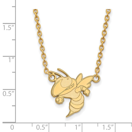 10k Gold LogoArt Georgia Institute of Technology Yellow Jacket Large Pendant 18 inch Necklace