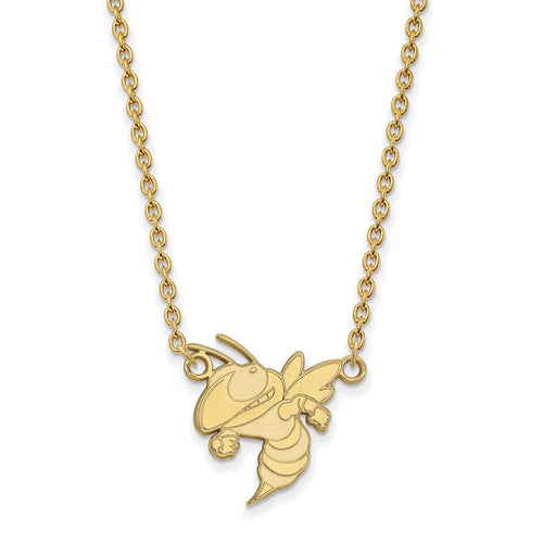 10k Gold LogoArt Georgia Institute of Technology Yellow Jacket Large Pendant 18 inch Necklace