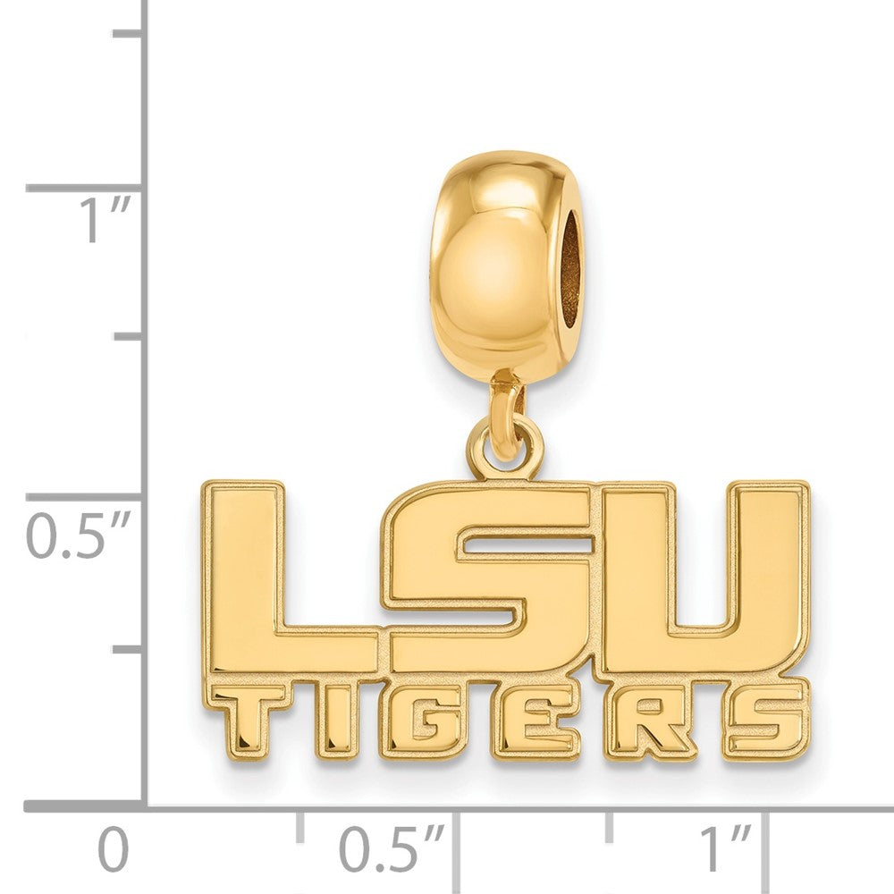 Sterling Silver Gold-plated LogoArt Louisiana State University L-S-U Tigers Small Dangle Bead Charm