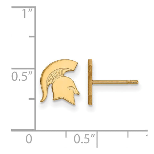 10k Gold LogoArt Michigan State University Spartan Extra Small Post Earrings