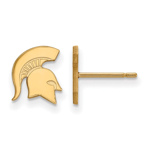 10k Gold LogoArt Michigan State University Spartan Extra Small Post Earrings