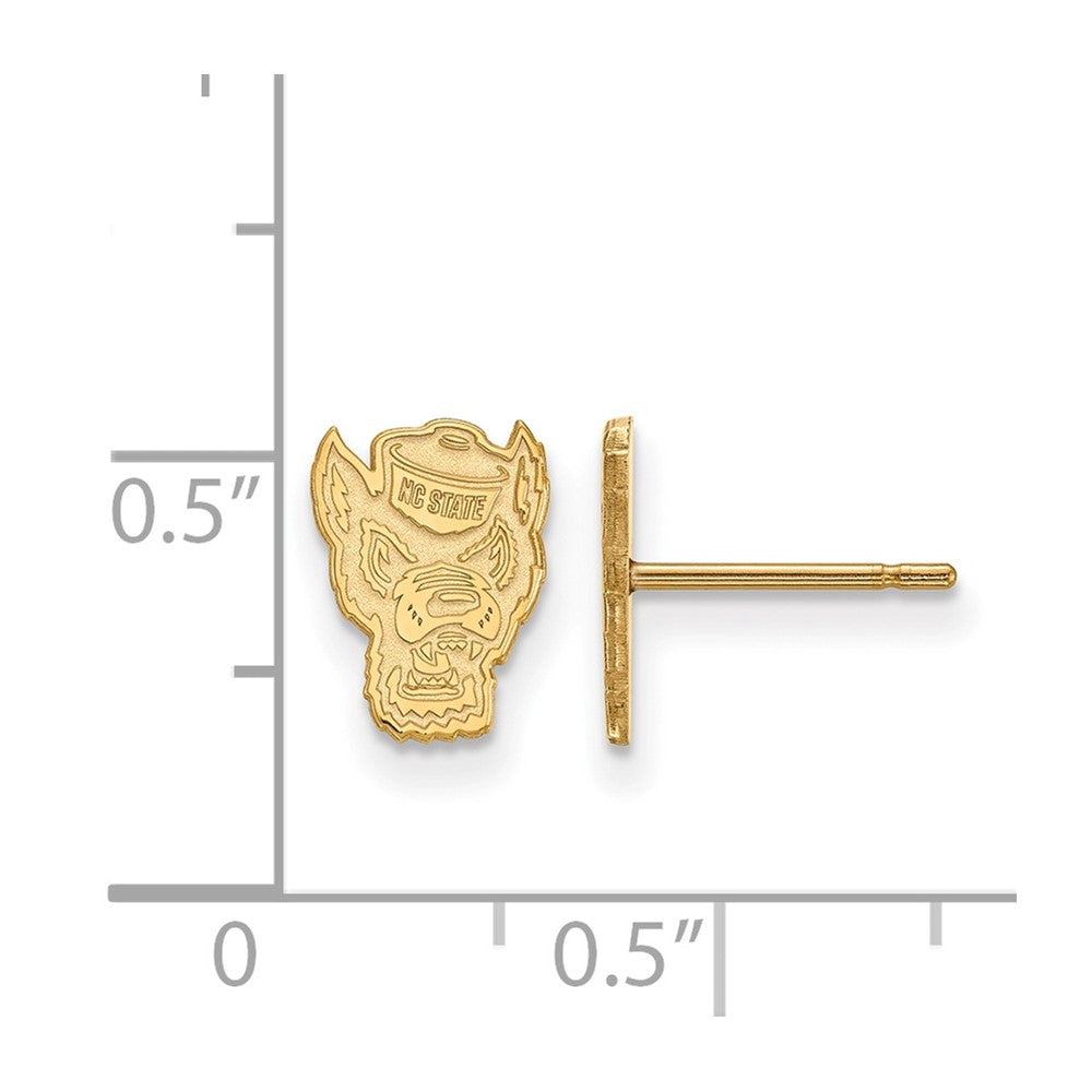 Sterling Silver Gold-plated LogoArt North Carolina State University Wolf Extra Small Post Earrings