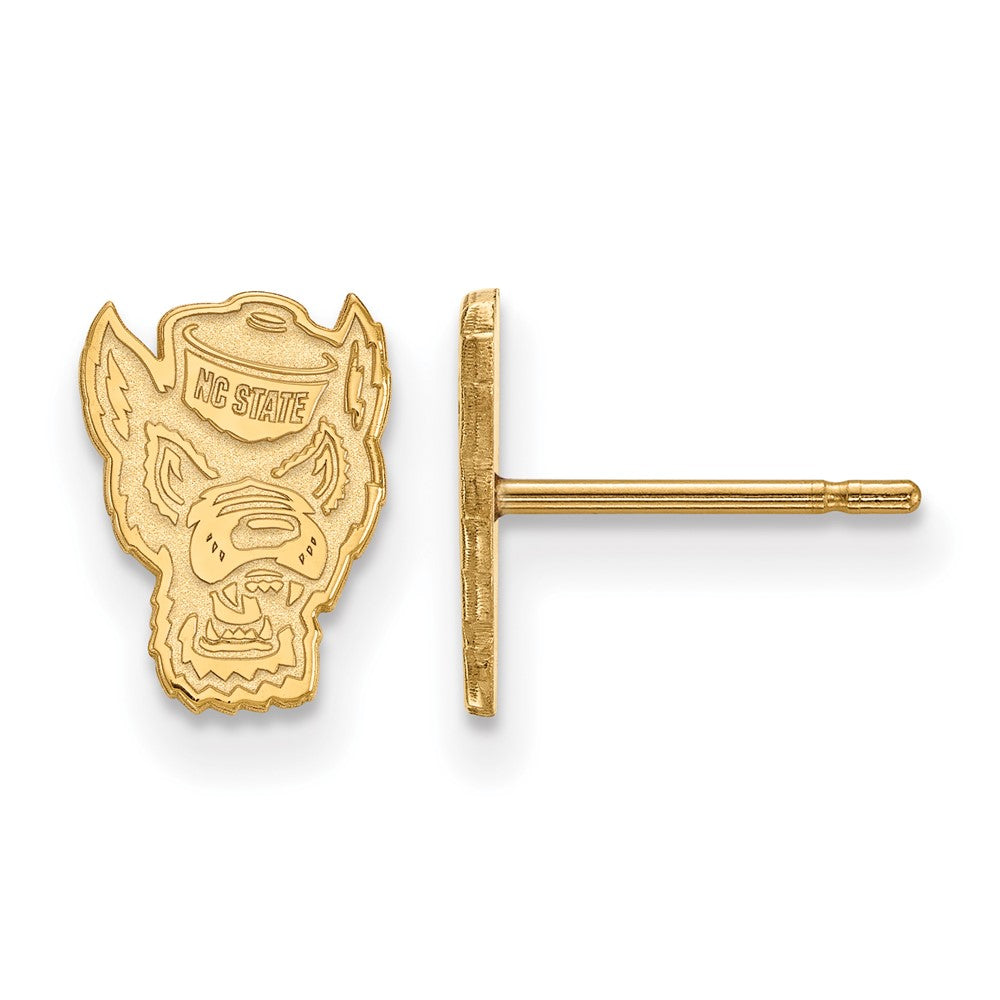 Sterling Silver Gold-plated LogoArt North Carolina State University Wolf Extra Small Post Earrings