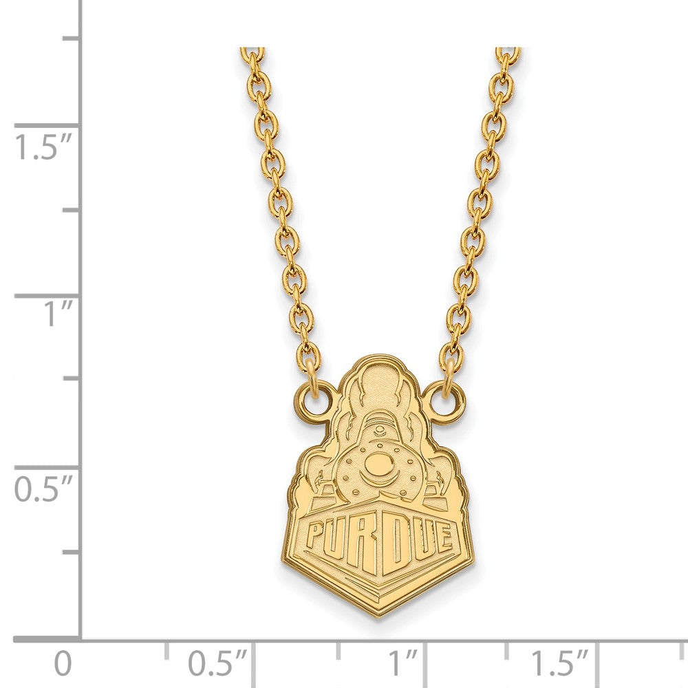 Sterling Silver Gold-plated LogoArt Purdue University Boilermakers Train Logo Large Pendant 18 inch Necklace