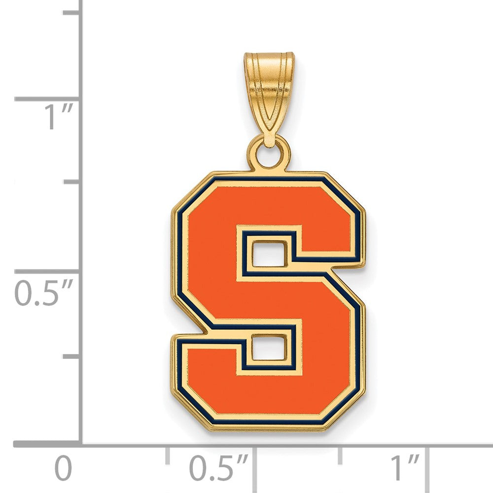 Sterling Silver Gold-plated LogoArt Syracuse University Letter S Large Enameled Pendant