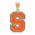 Sterling Silver Gold-plated LogoArt Syracuse University Letter S Large Enameled Pendant