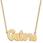 Sterling Silver Gold-plated LogoArt University of Florida Gators Script Large Pendant 18 inch Necklace