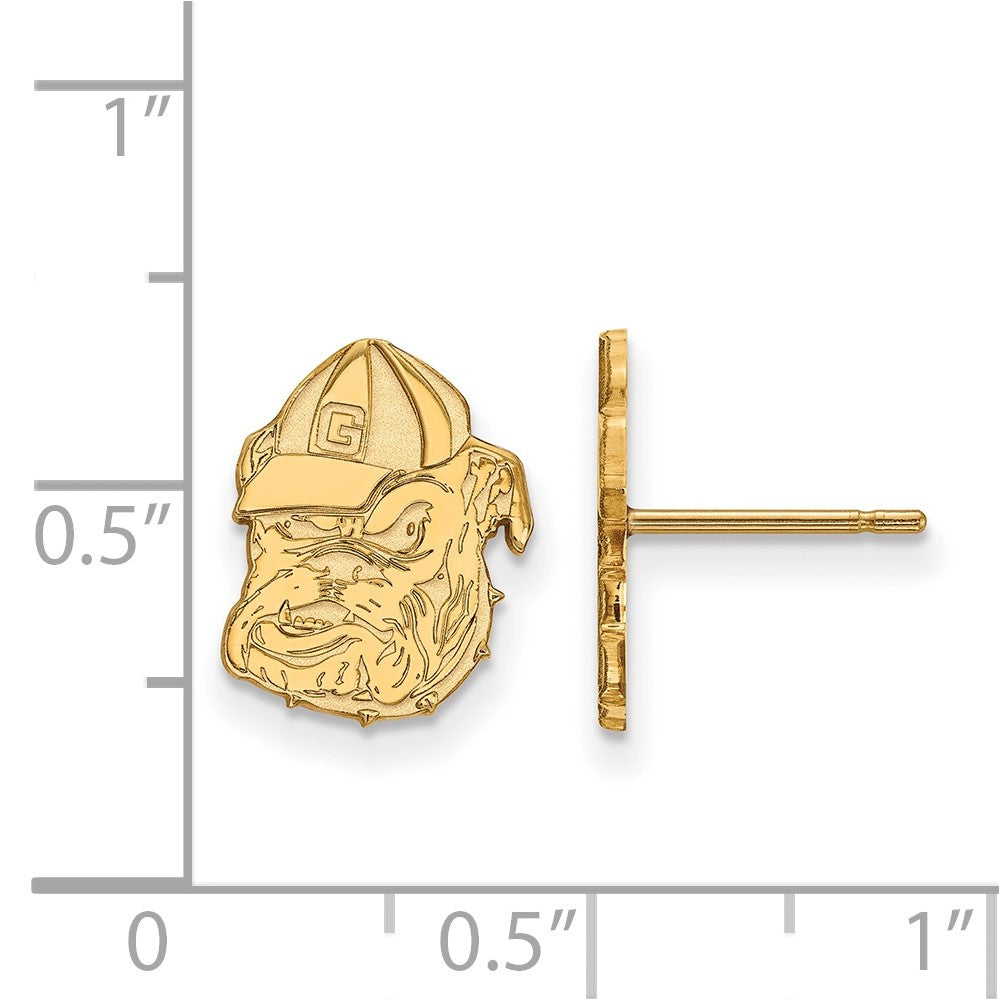 Sterling Silver Gold-plated LogoArt University of Georgia Bulldog Small Post Earrings