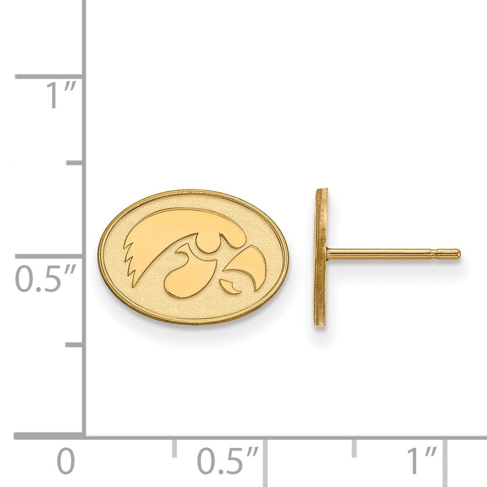 14k Gold LogoArt University of Iowa Hawk Extra Small Oval Post Earrings